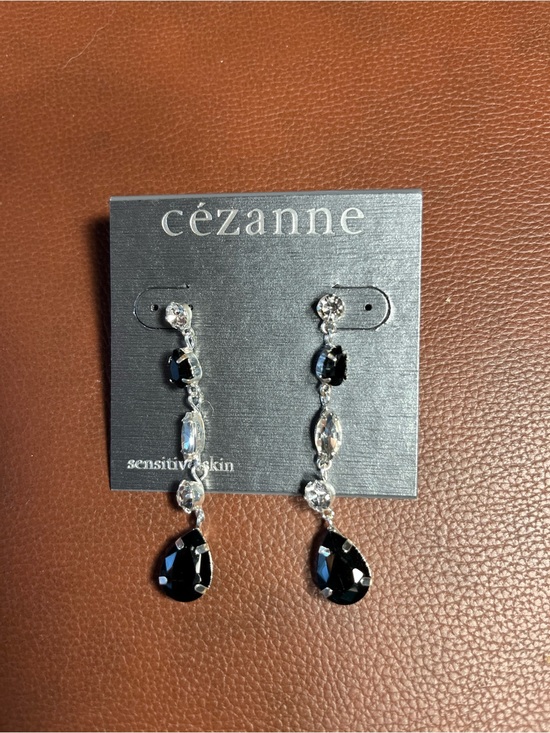 cezanne Jewelry - cezanne Black and Clear Crystal Teardrop Dangle Earrings